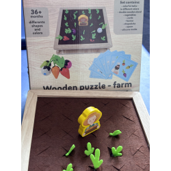 2 w 1 Układanka drewniana - farma oraz kolorowe koraliki