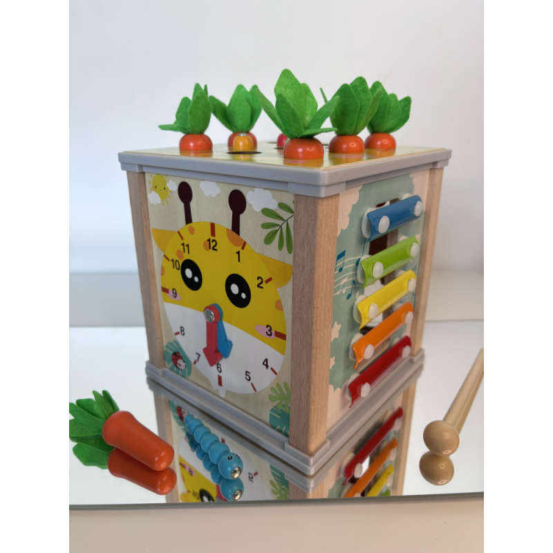 Drewniana wielofunkcyjna kostka edukacyjna - sorter